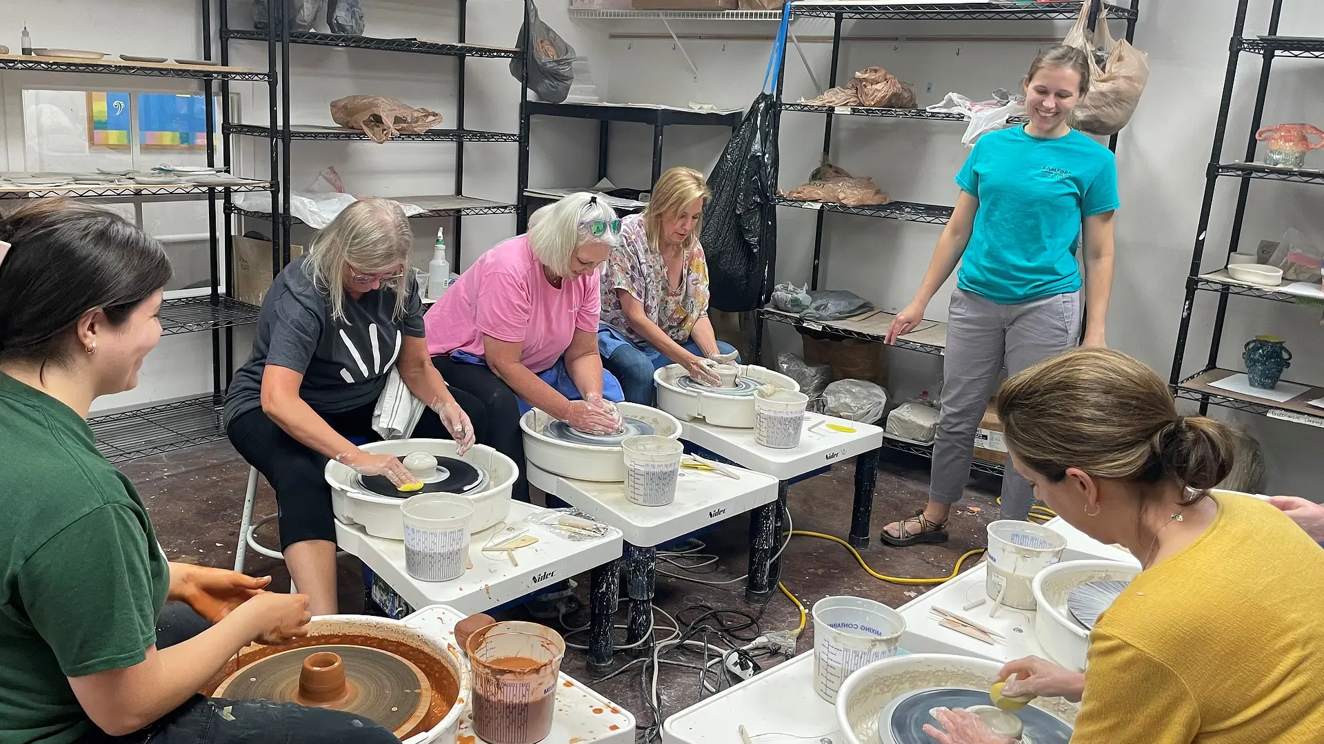 pottery students making pottery