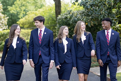 students walking