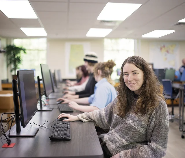 Geography Student on Computer