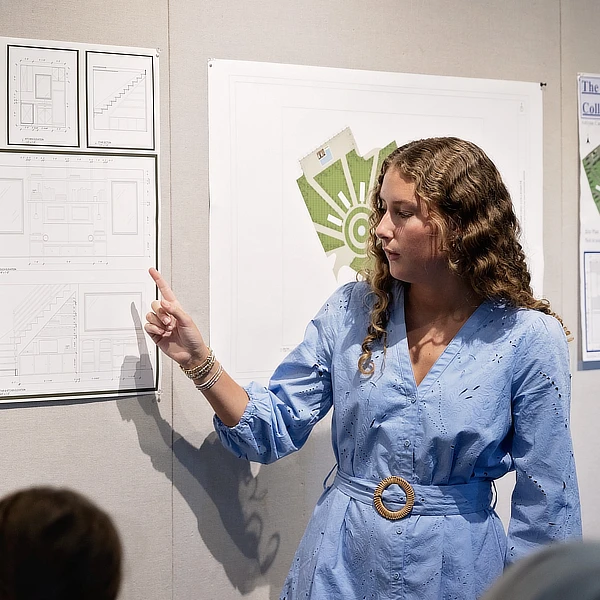 female student presenting