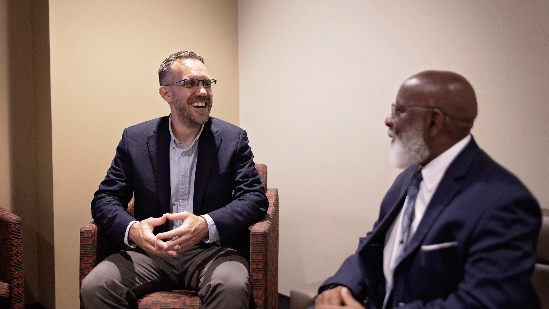 two men talking