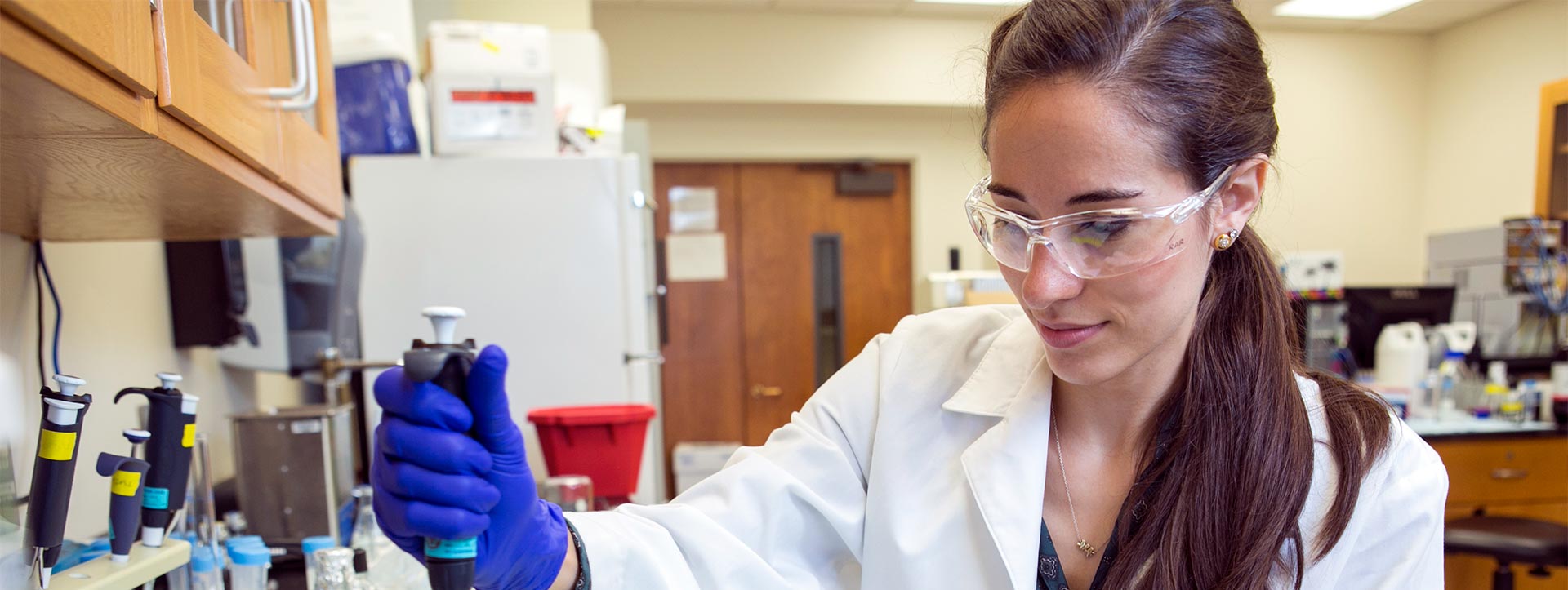 student in lab