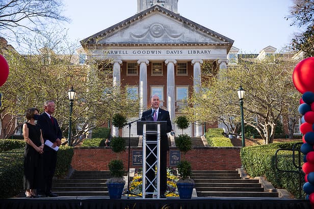 Taylor Speaking on Centennial Walk