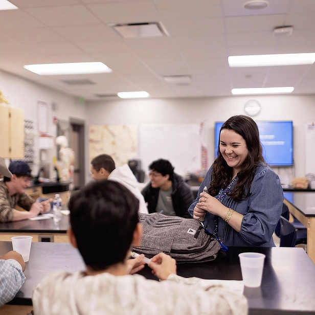 teacher with student