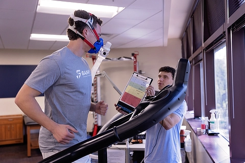 two male students training