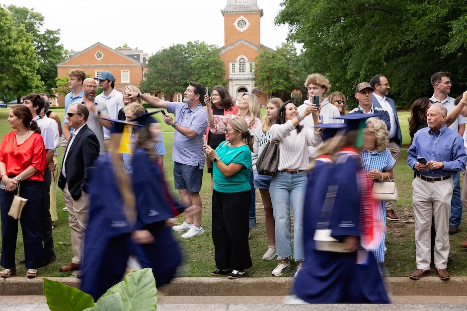 Families take photos