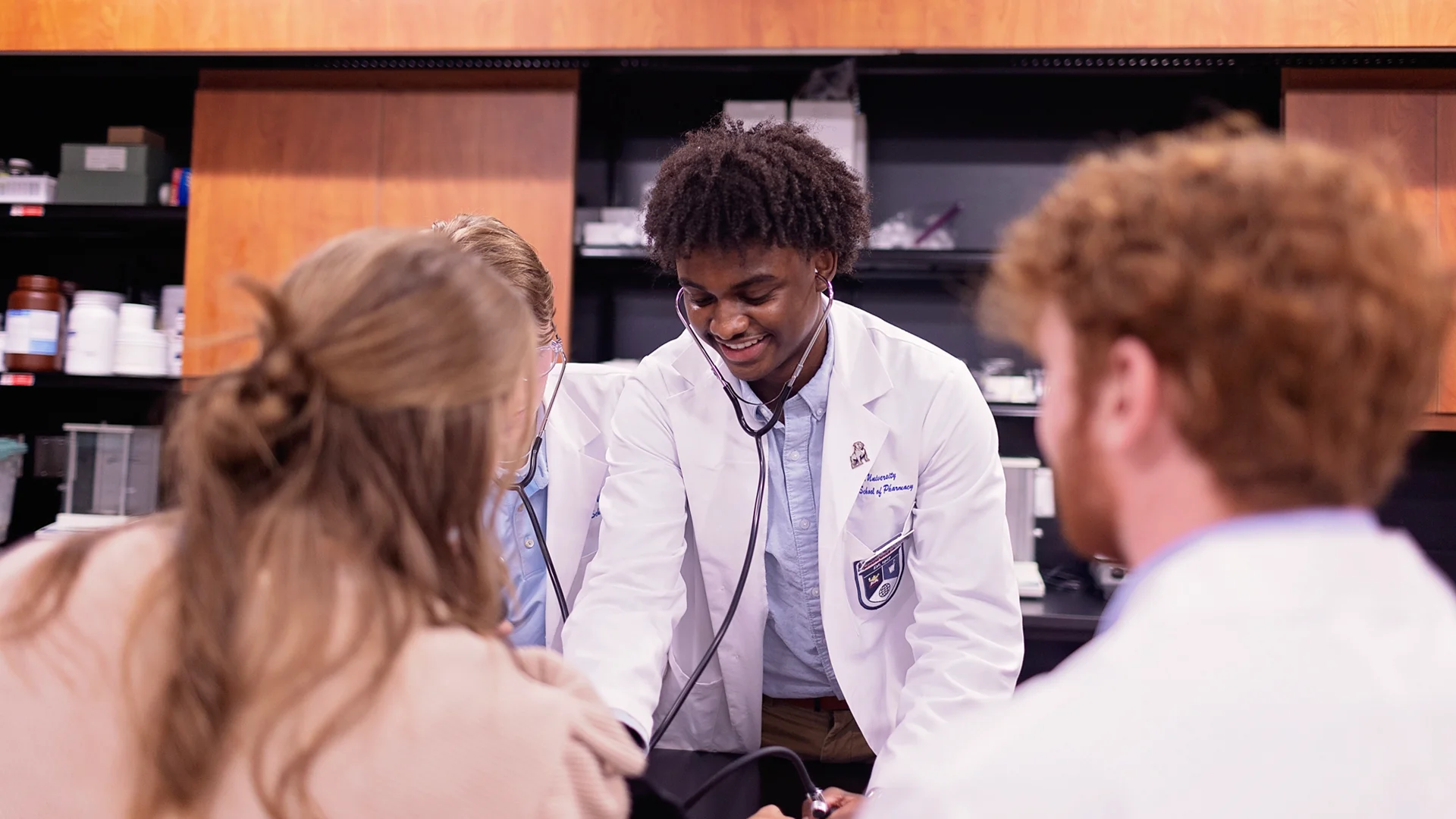 pharmacy students in lab