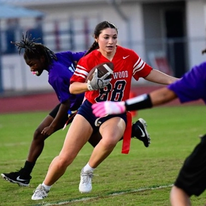 female flag footballer
