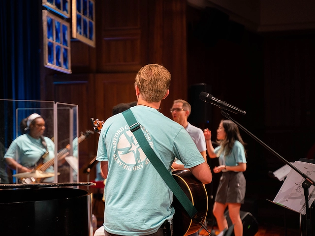 worship rehearsal onstage