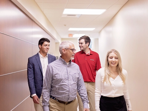 MBA students in hall