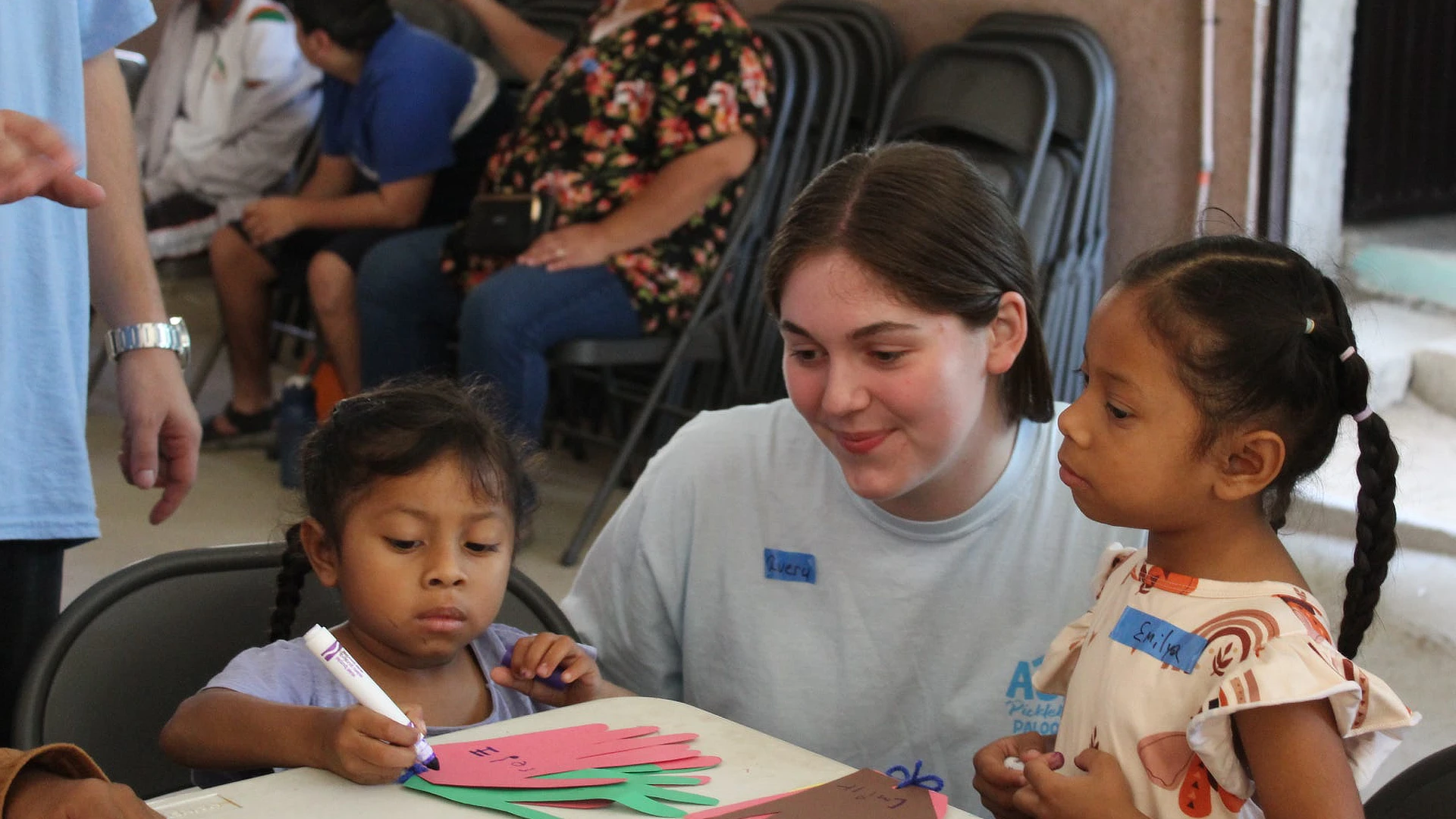 student working on a mission trip